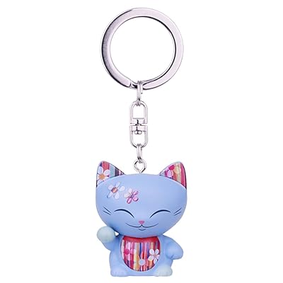 Porte Cle Chat Porte Bonheur Mani The Lucky Cat Bleu Collier Rose Jeux Et Jouets Bijoux Et Cosmetique