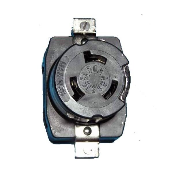 Marinco-6369CR-Marine-3-Pole-4-Wire-Electrical-Dockside-Receptacle-50-Amp-125250-Volt-Female-Black