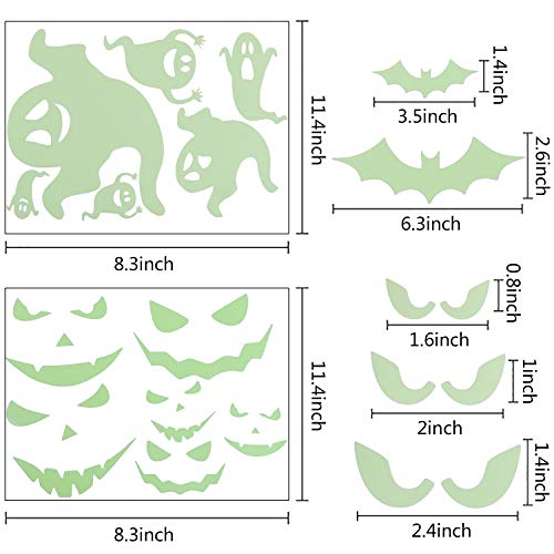 LOCOLO 44Pcs Halloween Luminous Wall Stickers Set, Halloween Window Cling Decals Halloween Wall Decals Stickers Glow in The Dark Luminous Bats Ghost Peeping Eyes Decals Wall Decor - Thumbnail 2