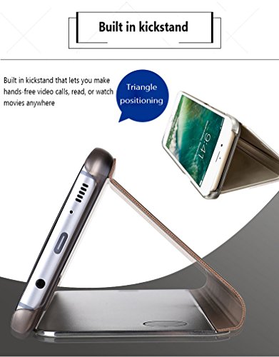 iPhone 6S Plus Case,iPhone 6 Plus Case,Shinetop Smart Clear View Stand Flip Folio Cover Electroplate Plating PC Mirror Case Ultra Slim Thin 360 Full Body Protective Case for iPhone 6S Plus/6 Plus-Gold