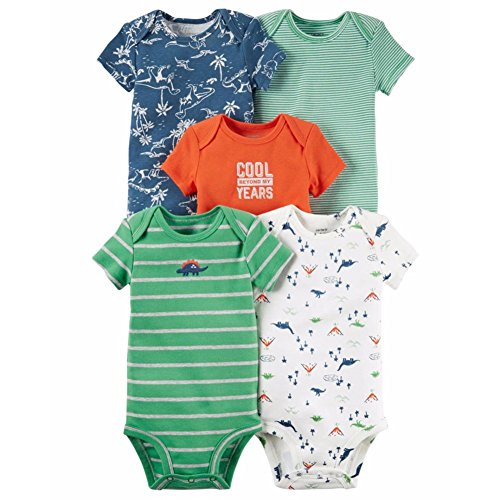 Carter s baby boys 5 pack bodysuit set, dinomite dude, newborn