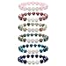 Bivei Aromatherapy Lava Stone Essential Oil Diffuser Bracelet Semi Precious Gemstone Round Beads Crystal Bracelet(1 Set of 6)
