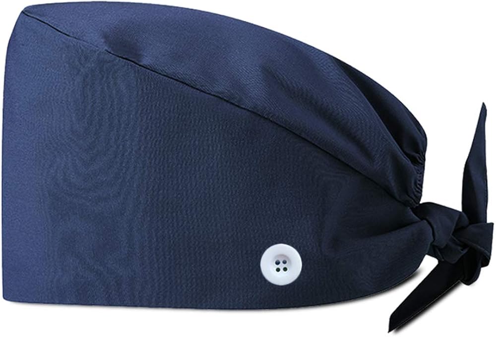 CHUANGLI 3Pcs Gourd-Shaped Working Caps with Upgrade Sweatband Adjustable Bouffant Hats Headwear - Women/Men (A02# Black Navy Blue): Clothing