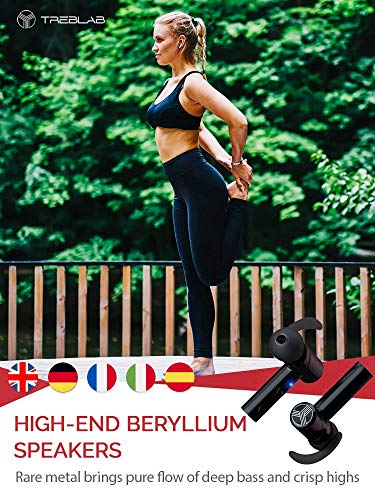 TREBLAB X2 - Revolutionary Bluetooth Earbuds with Beryllium Speakers, True 3D Sound Quality. Phone Calls Microphone (Certified Refurbished)