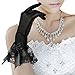 Fakeface Women Bridal Evening Party Wedding Wrist Length Gloves Black