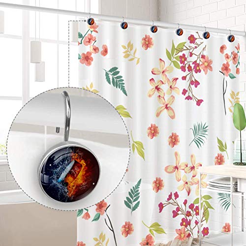 LORVIES Ice Hockey Puck Curtain Hooks Set of 12, Stainless Steel Shower Hooks Decorative Hanger Rings Rust Resistant for Bathroom Kids Room Fashion Home Decor