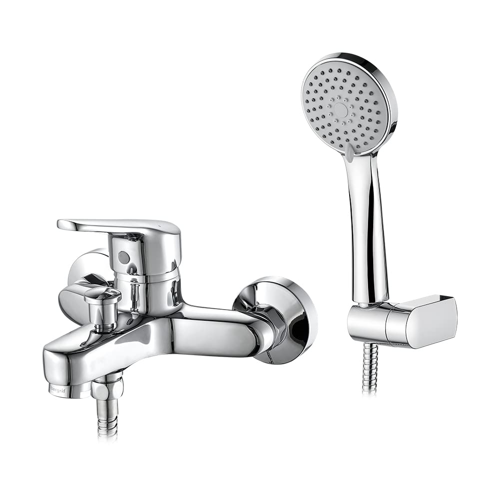 Ibergrif Roma - Tub-Shower Mixer Tap with Handset, Hose, Holder, Chrome