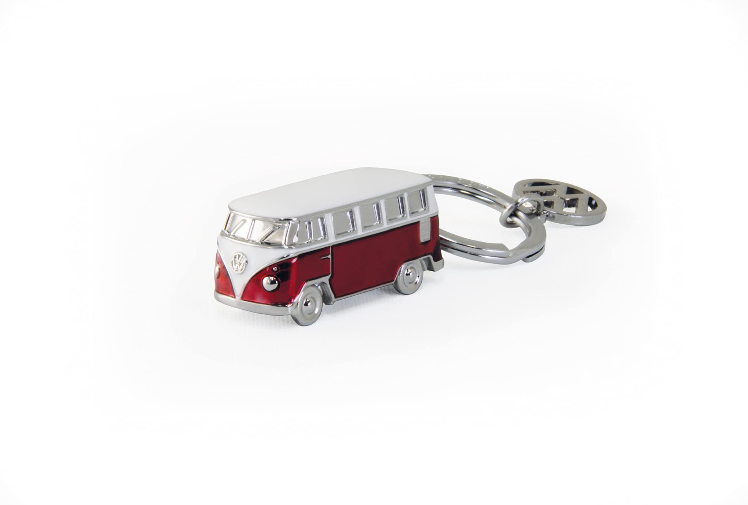 BRISA VW Collection - Volkswagen Enamel 3D Metal Keyring Keychain Accessory Keyholder in T1 Bus Campervan Design (Classic Bus/Red)