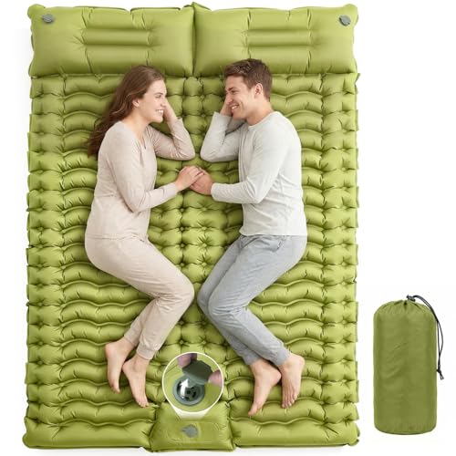 Rgaden Camping Double Sleeping Mat, Ultralight Inflatable Sleeping Mat with Integrated Cushion and Foot Pump, Compact Camping Sleeping Mat, Waterproof for Trekking, Backpacking, Travel and Tent