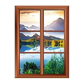 Removable Wall Sticker/Wall Mural - Fantastic Sunny Day in Mountain Lake - Creative Window View Vinyl Sticker - 24"x32"