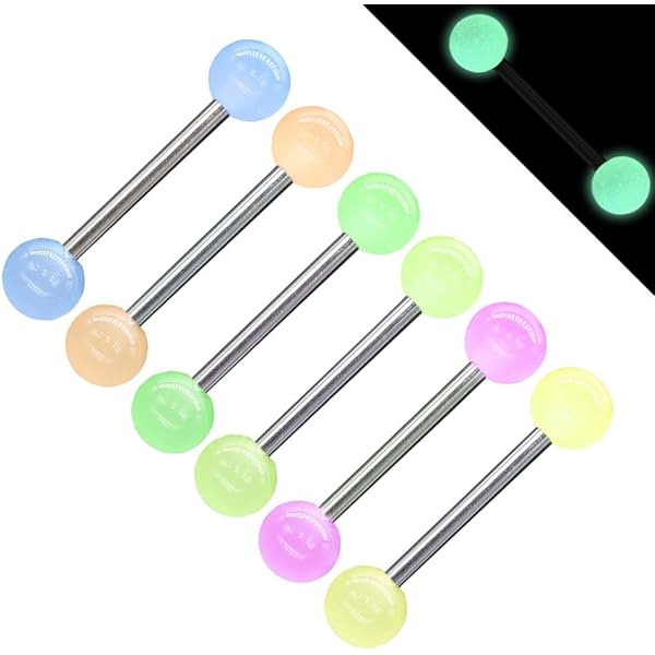 Amazon.com: Colorful Stainless Steel Vibrating Tongue Rings Stud Barbell  Body Piercing Kit