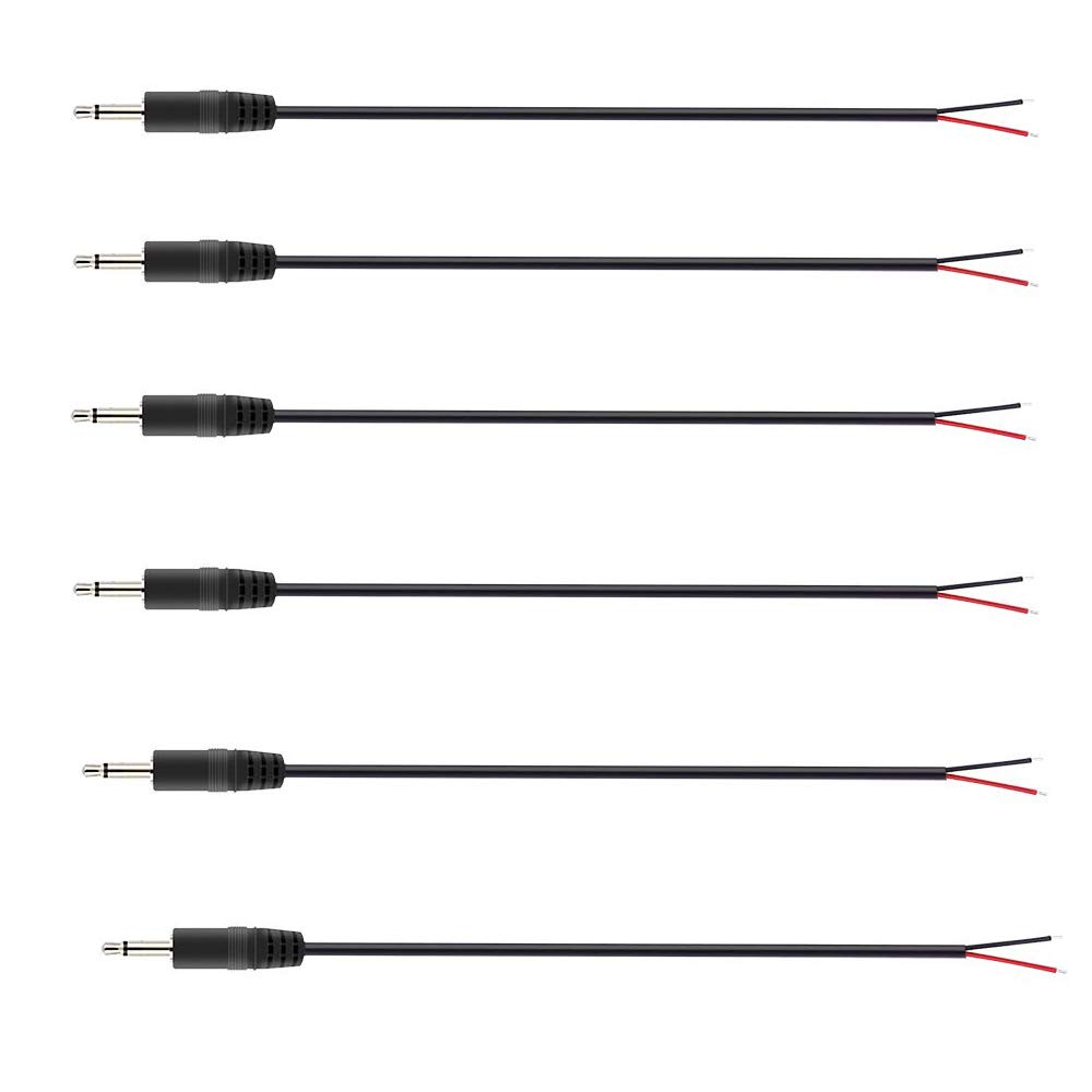 winwill 6Pcs 2.5mm Male Plug to Bare Wire Open End TS 2 Pole Mono Plug Jack Connector 2.5mm for Audio Cable Repair