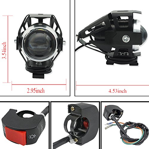 Motorcycle LED Spot Light Headlight, Ourbest Cree U5 Auxiliary Driving Front LED Fog Lights Universal Work For ATV Truck 12v 24v High Low Beam Strobe With Switch