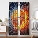 HommomH 42 x 63 inch Curtains (2 Panel) Grommet Top Darkening Blackout Room Basketball Fire Cool