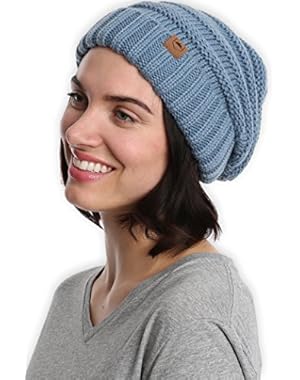 Slouchy Cable Knit Cuff Beanie by Tough Headwear - Chunky, Oversized Slouch Beanie Hats for Men & Women - Stay...