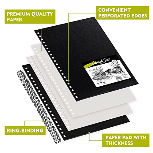 Conda 8.5"x11" Hardbound Sketch Book, DoubleSided Hardcover Sketchbook, Spiral Sketch Pad