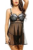 Avidlove Women Babydoll Sexy Lingerie Dots Lace Chemises Transparent Sleepwear
