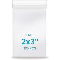 PACK Of 100 CLEAR PLASTIC RECLOSABLE ZIP BAGS