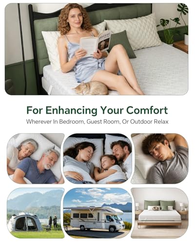 Qocismile College Dorm Room Essentials Twin XL Mattress Topper Firm Gel Memory Foam Mattress Topper for Pressure Relief 3 inch Mattress Bed Pad,Dual-Layer Foam,Bamboo Rayon Cover for Comfort Sleep