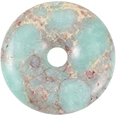 EXCEART Jade Stone 2pcs 35mm Gemstone Crystals Agate Jasper Healing Chakra Donut Pendant Bead Semi Precious Stone DIY Jewelry Accressory