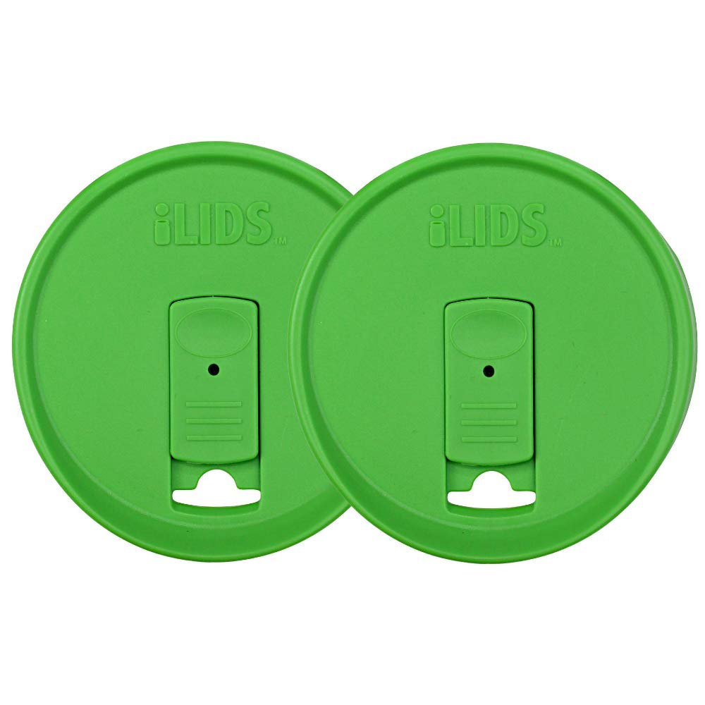 iLIDS Mason Wide Mouth Jar Drink Lid (2 Pack), Grass Green