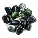 Crystal Allies Materials: 1/2lb Bulk Tumbled Green Moss Agate Quartz Stones from South Africa - Large 1