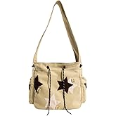 Y2K Star Canvas Messenger Bag, Cute Tote Bags Aesthetic, Small Shoulder Travel Crossbody Bags For Women