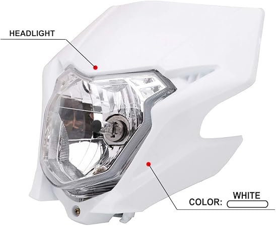 Amazon Fast Pro オフロード ヘッドライト Honda Crf150l 16 19 に適用 カウル フロントマスク Led ライト 白 バイク用フロントフェイス マスク 車 バイク