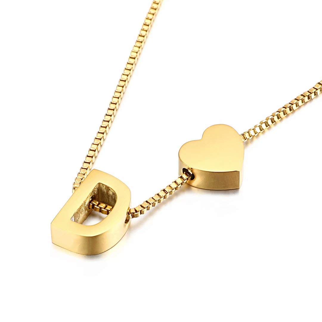Qings Gold Initial Pendant Necklace,Personalized Letter A-Z Exquisite Pendant Minimalist Female Jewelry D Letter Necklace