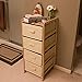 Lavish Home Organization Drawers with Natural Wood Shelf and Four Fabric Storage Bins- Lightweight and Perfect for Dorms, Bathrooms or Bedrooms by , Beige