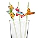 COGGIFEL Fiesta Paper Straw Decor 36pcs Mexican Fiesta Party Striped Decorative Straws Party Supplies