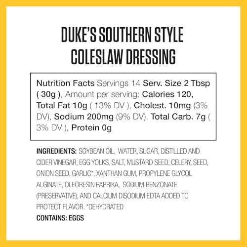 DUKE’S SOUTHERN STYLE COLESLAW DRESSING – TANGY & CLASSIC, 14 OUNCE (PACK OF 1)