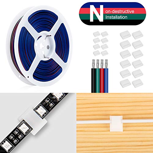 4 Pin 100Ft/30.5m RGB LED Strip Wire Extension Cable, 22 Gauge LED