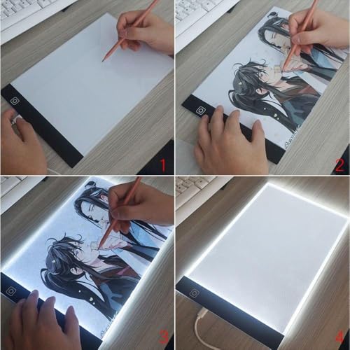 Mesa de Luz LED A4 Profissional para Desenho e Decalque – Prancheta Luminosa Ultra Fina com Controle de Brilho USB para Artistas, Tatuadores, Arquitetos e Artesanato Prancheta de Desenho