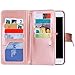 iPhone 8 Plus Case, iPhone 7 Plus Case, BENTOBEN Shiny Bling Flip Folio Card Slots Cash Holder Wrist Strap Magnetic Snap Closure Protective Wallet Phone Case for iPhone 8 Plus/7 Plus Rose Gold/Pink