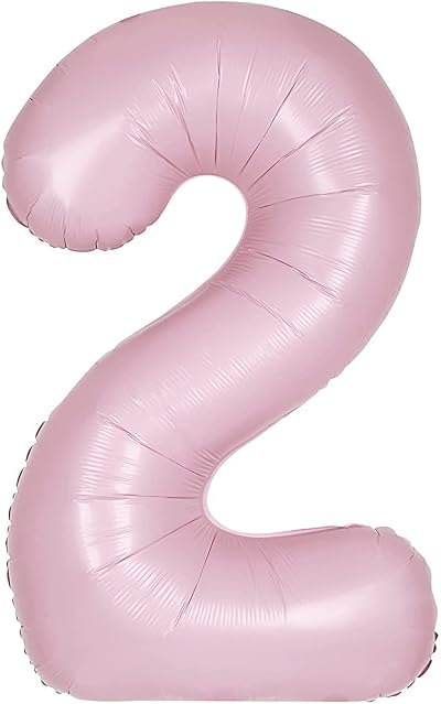 Unique Party Giant Foil Number 2 Balloon 86 cm Matte Baby Pink