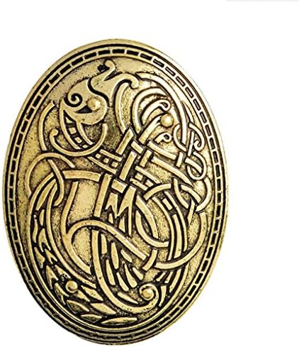 Yiping Badges Buttons Diverse Styles Viking Wolf Pattern Brooches Button Badge Clothes Shirt Jackets(Gold Color)