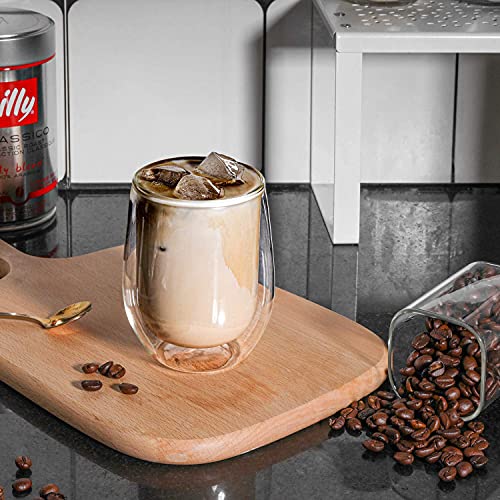 ComSaf Double Walled Glass Coffee Mugs(11 oz/320ml), Thermo Insulated