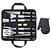 MARNUR BBQ Tools Barbecue Accessories Grilling Tools Set 7-Piece Spatula Fork Grill Brush Tongs with Portable Case for Camping Picnic and Home Kitchen