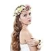 Ever Fairy 2pcs/Set Beige Flower Crown and Wrist Band Wedding Hair Wreath flower Headband (Beige)