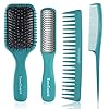 TimeTinkle 4 PCS Hairbrush Set - Detangler, Styling Brush, Tail Comb & Wide Tooth Comb for Women, Men and Kids, Great on…