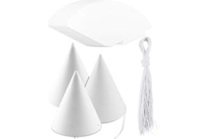 WEOXPR White Paper Party Hats for Kids Birthday,Decorative Bulk Cone Crafts for Adults Art DIY, Halloween Supplies（20/40/60）
