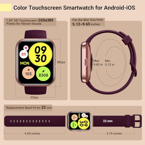 Smart Watches for Women (Answer/Make Call), 2 Straps, Alexa Built-in, 1.85" HD Fitness Watch with Heart Rate Sleep SpO2 Monitor, 120 Sports Modes, 3ATM Waterproof Smart Watch for Women iPhone Android
