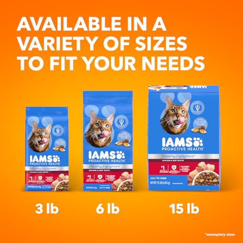 IAMS HEALTHY ENJOYMENT DRY CAT FOOD CHICKEN & BEEF RECIPE, CAT FOOD DRY RECIPE, 6 LB. BAG