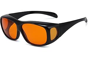 Eyekepper 100% Blue Light Reduction,Huge Fitover Anti-Blue Blocking Computer Eyeglasses with Extra Amber Lenses, Black