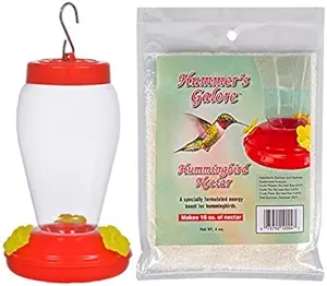 Spring Garden Garden flag decor Collection Hanging Hummingbird Bird Feeder Food for outside - 6.75 Inches 1 FEEDER & NECTAR BUNDLE