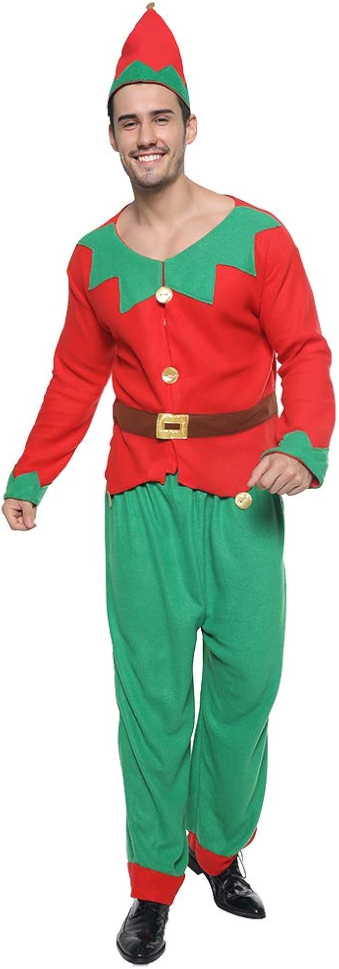 Megartico Men's Christmas Elf Suit with Hat Santa Elf