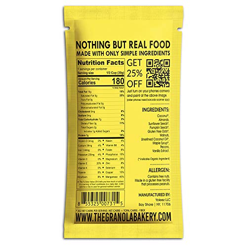 Granola Bakery - Vanilla Almond Low Carb Granola - 4g Net Carb, 10 Snack Packets, Low Sugar Keto Oatmeal, Gluten Free Nut Cereal, Diabetic Friendly, Natural Ingredients Only - Thumbnail 5
