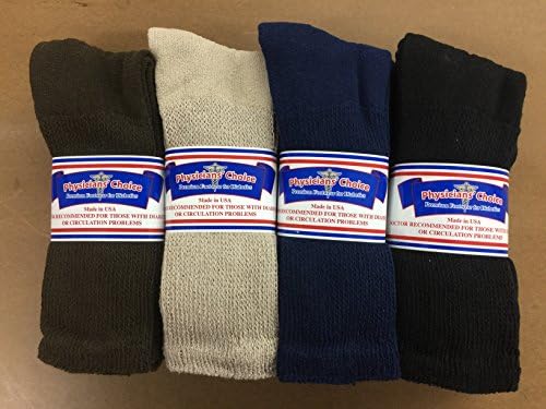 Physician's Choice Diabetic Crew Socks - 12 Pair 10-13 (10-13, Black, Navy, Brown, Tan)