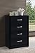 Hodedah 4 Drawer Chest, with Metal Gliding Rails, Black
